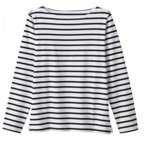 Muji coarse cotton striped long sleeve shirt NWOT